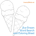 Ice Cream Word Search and Coloring Sheet