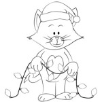 Free Printable Christmas Kitty Coloring Sheet